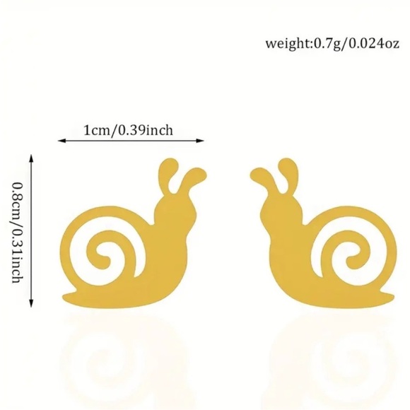 Gold Stainless Steel Snail Stud Earrings - Picture 3 of 4